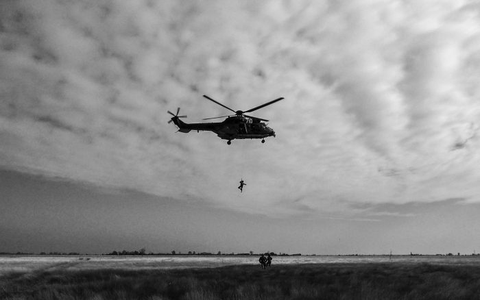 Vertical rescue from helicopter
