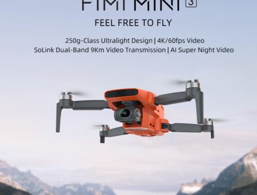 FIMI Mini 3 drone in flight during a search and rescue mission, hovering steadily above rugged terrain while capturing high-resolution aerial imagery for locating missing persons and assessing hard-to-reach areas in emergency response operations.